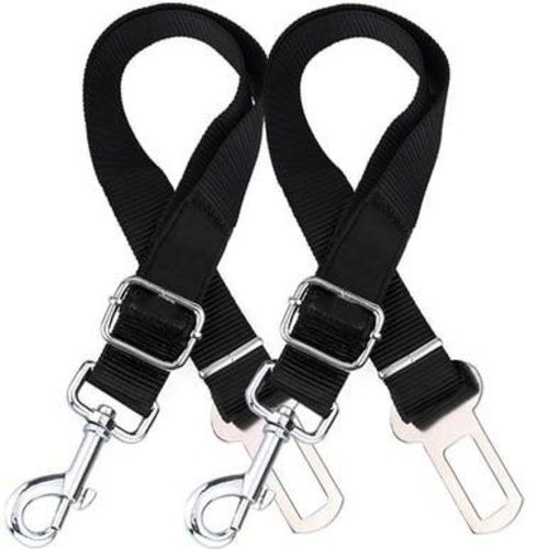 Conjunto de 2 coleiras de segurança para cães, com conector para cinto de segurança de carro/SUV, ajustáveis.