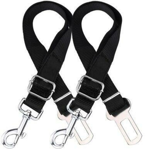Conjunto de 2 coleiras de segurança para cães, com conector para cinto de segurança de carro/SUV, ajustáveis.
