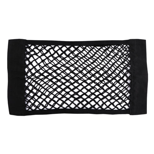 Bolsa de malha elástica para guardar coisas no porta-malas do carro, com suporte traseiro.