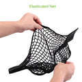 Bolsa de malha elástica para guardar coisas no porta-malas do carro, com suporte traseiro.