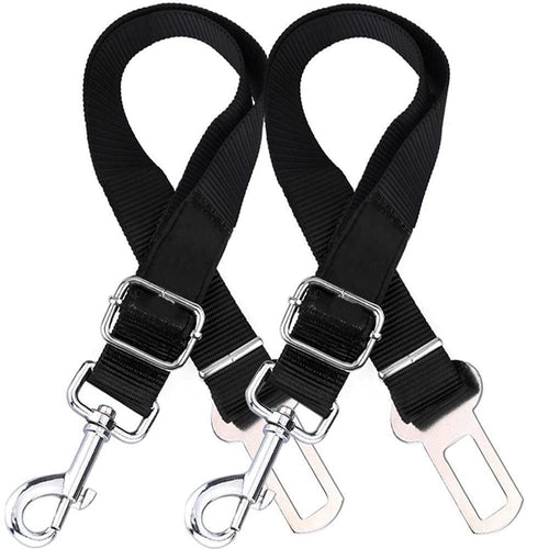 Conjunto de 2 coleiras de segurança para cães, com conector para cinto de segurança de carro/SUV, ajustáveis.