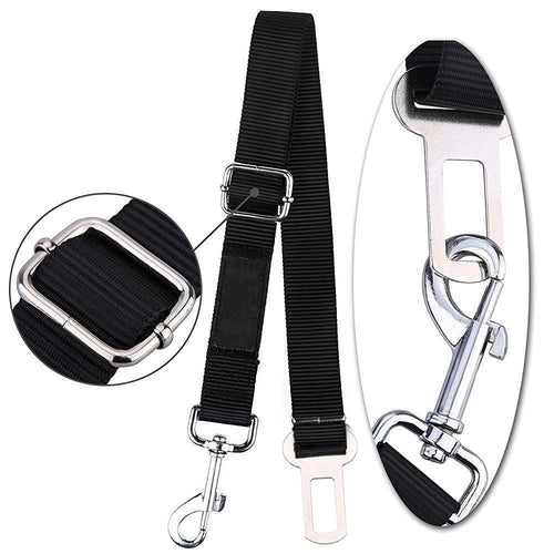 Conjunto de 2 coleiras de segurança para cães, com conector para cinto de segurança de carro/SUV, ajustáveis.